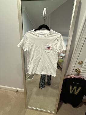 Southern Tide American Flag Skipjack Pocket T-Shirt White